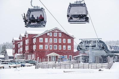 Gondol Sälen med snöfall.