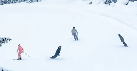 Skiers make their first turns at the alpine opening