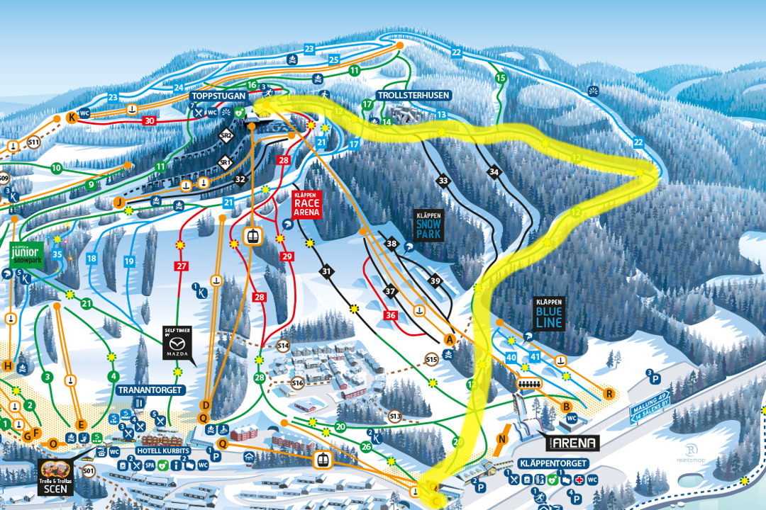 Map showing that Lämmeltåget is closed during Kläppen 45