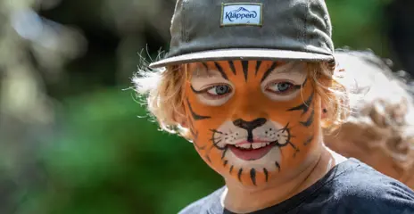 en pojke som är målad till en tiger